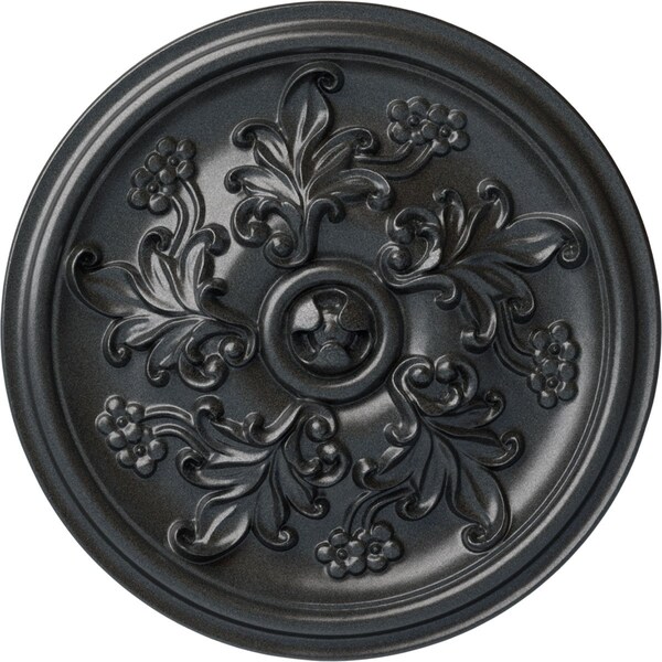 Ekena Millwork Katheryn Ceiling Medallion (Fits Canopies up to 2 1/8"), Hand-Painted Pewter, 14 1/2"OD x 2 3/4"P CM14KTPES - main
